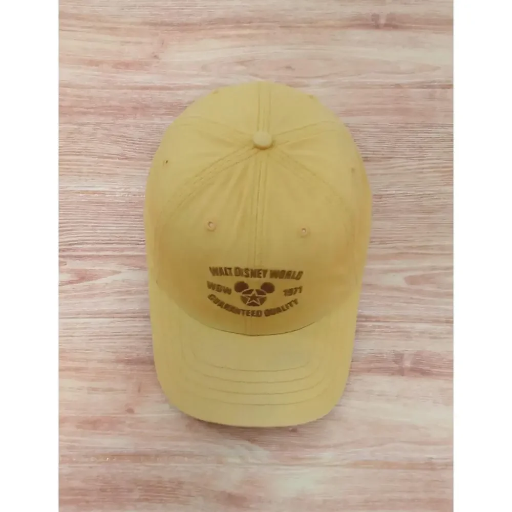 Disney Adults Unisex Hat Cap Yellow Adjustable Vintage Mickey Mouse 71 One Size